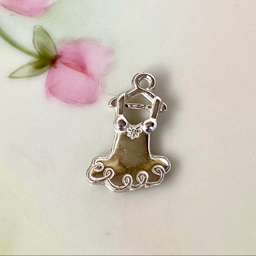 NEW Charm Sterling Silver Tiny Tutu Party Dress Pendant